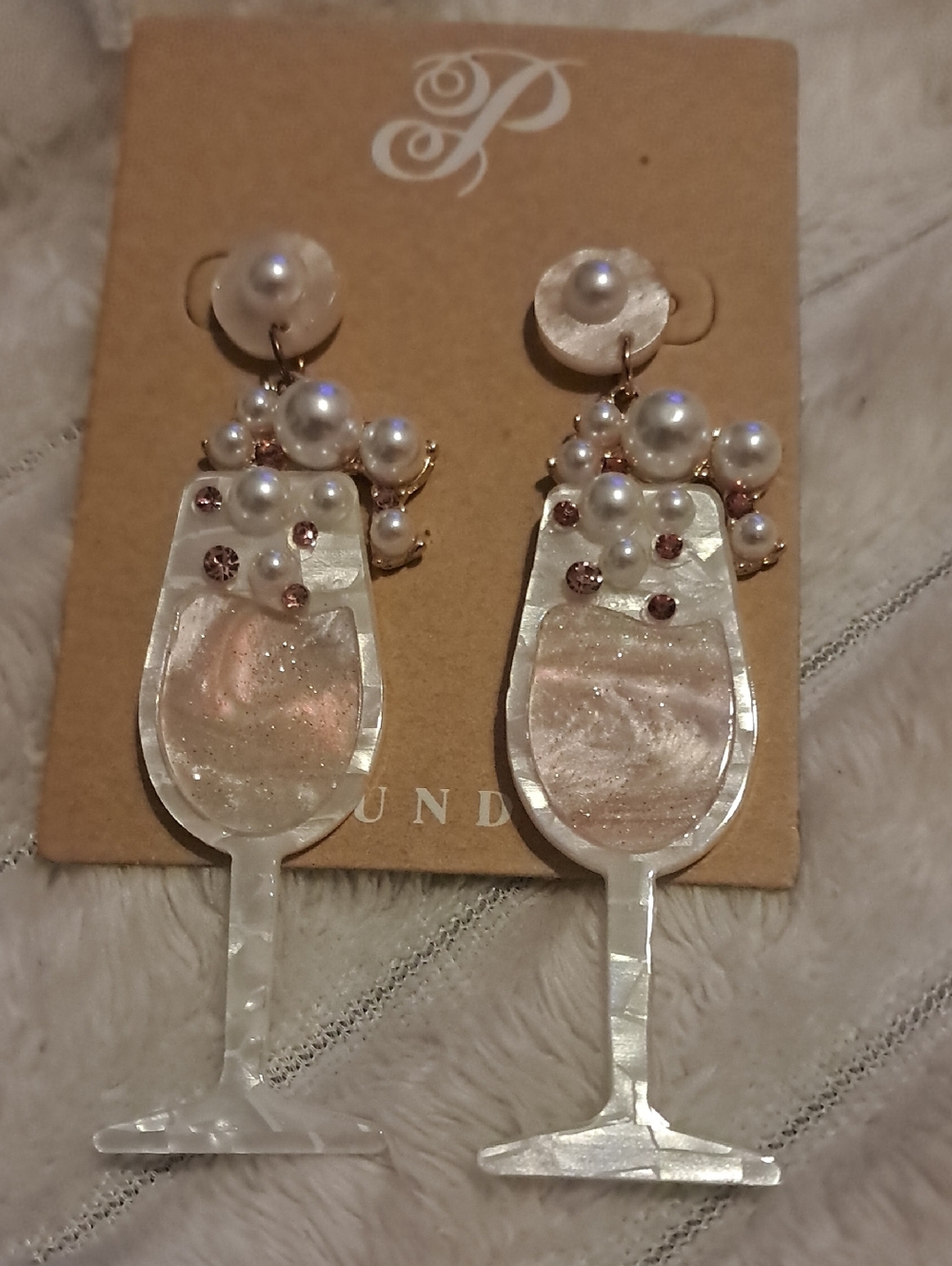 Plunder Pearl & Mother-of-Pearl Cocktail Glass Drop Earrings - White